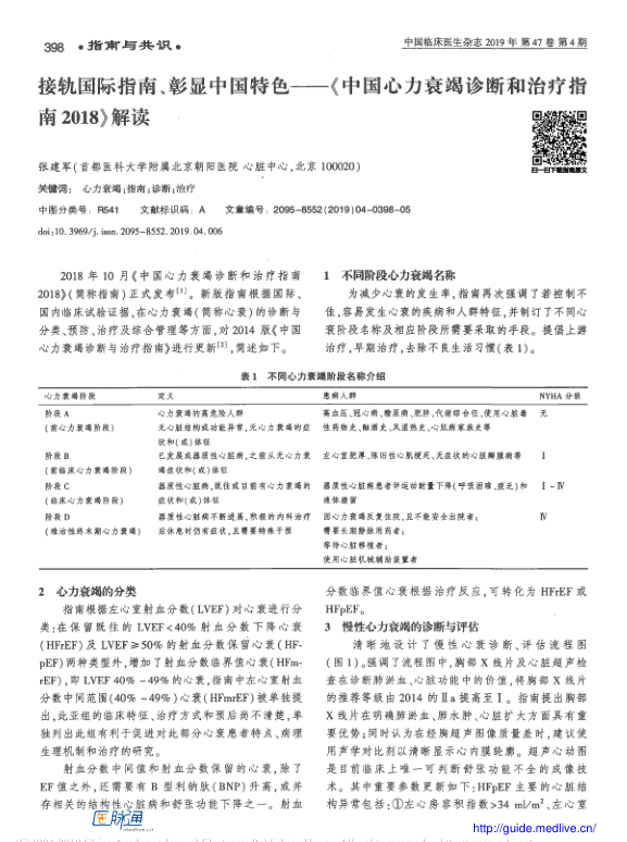 【期刊推荐】《中国心力衰竭诊断和治疗指南2018》解读