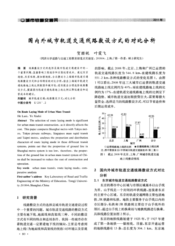 【期刊推荐】国内外城市轨道交通线路敷设方式的对比分析